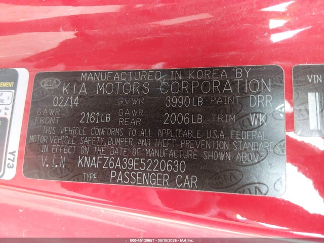 KNAFZ6A39E5220630 KIA Forte Koup Sx