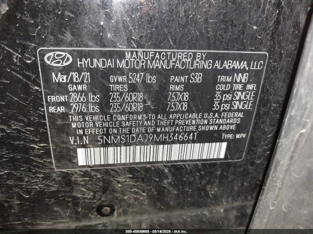 Hyundai Santa Fe Se 2021 5NMS1DAJ9MH346641 Image 9