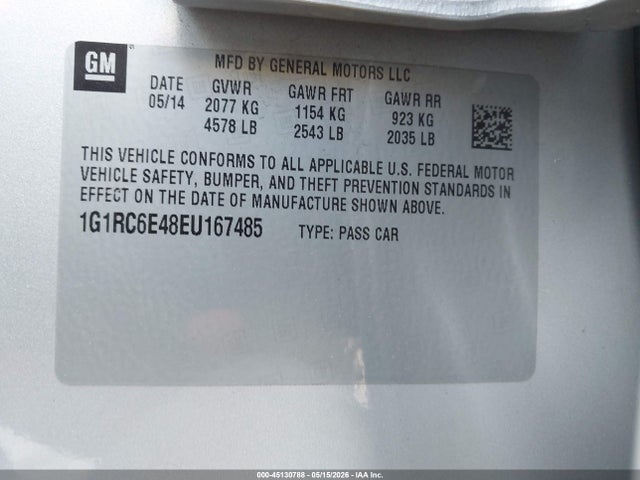 Продаж на аукціоні авто 2014 Chevrolet Volt, vin: 1G1RC6E48EU167485, номер лоту: 45130788