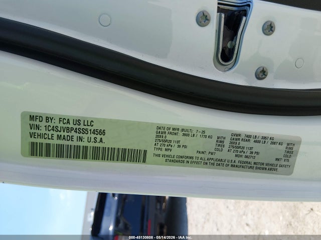 Aukcja sprzedaży 2025 Jeep Wagoneer Carbide 4x4, vin: 1C4SJVBP4SS514566, numer aukcji: 45130808