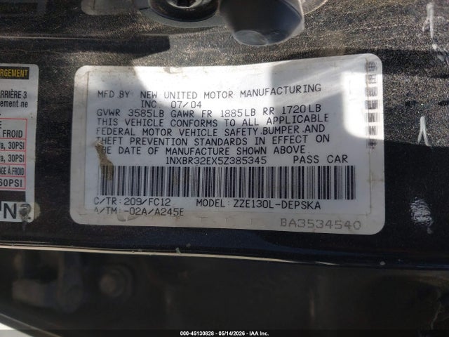 Продаж на аукціоні авто 2005 Toyota Corolla S, vin: 1NXBR32EX5Z385345, номер лоту: 45130828