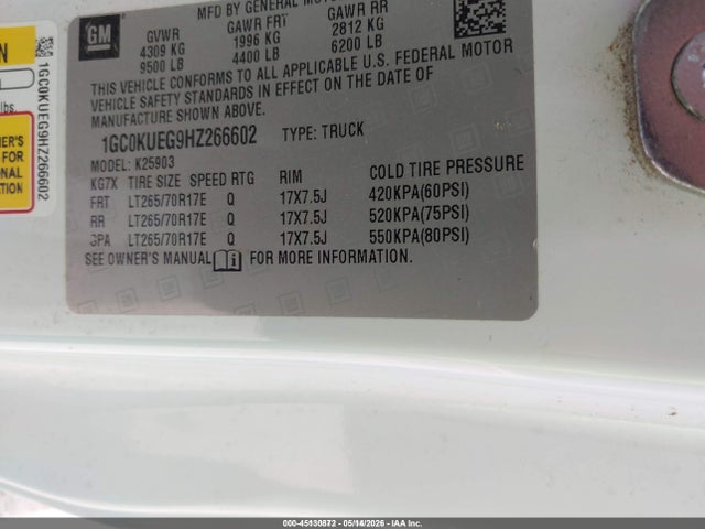 1GC0KUEG9HZ266602 Chevrolet Silverado 2500hd Wt