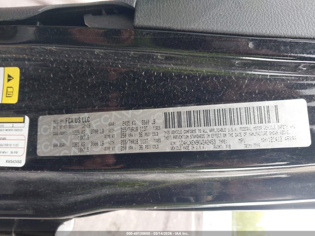 Aukcja sprzedaży 2019 Jeep Wrangler Unlimited Sahara 4x4, vin: 1C4HJXEN9KW542453, numer aukcji: 45130880