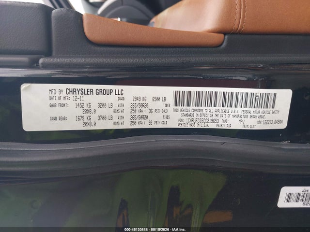Продажа на аукционе авто 2012 Jeep Grand Cherokee Overland, vin: 1C4RJFCG5CC219653, номер лота: 45130888