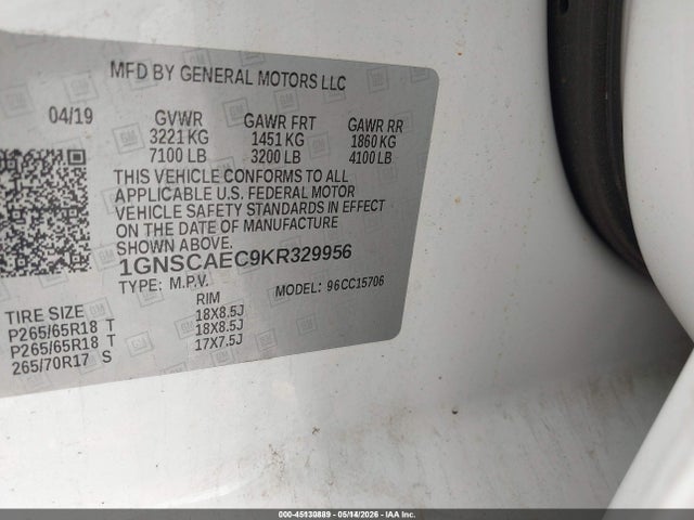 1GNSCAEC9KR329956 Chevrolet Tahoe Ls