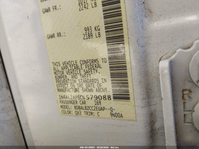 Aukcja sprzedaży 2012 Nissan Altima 2.5 S, vin: 1N4AL2AP6CN579088, numer aukcji: 45130953