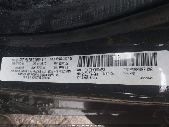 45131014 :رقم المزاد ، 1C3CCBBB0DN570558 vin ، 2013 Chrysler 200 Touring مزاد بيع