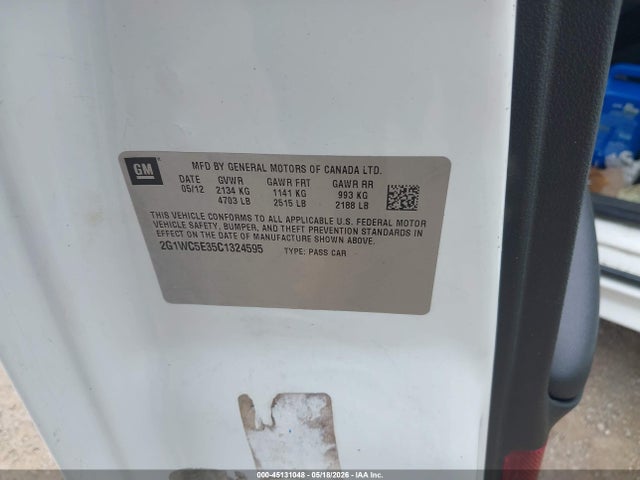 Продаж на аукціоні авто 2012 Chevrolet Impala Ltz, vin: 2G1WC5E35C1324595, номер лоту: 45131048