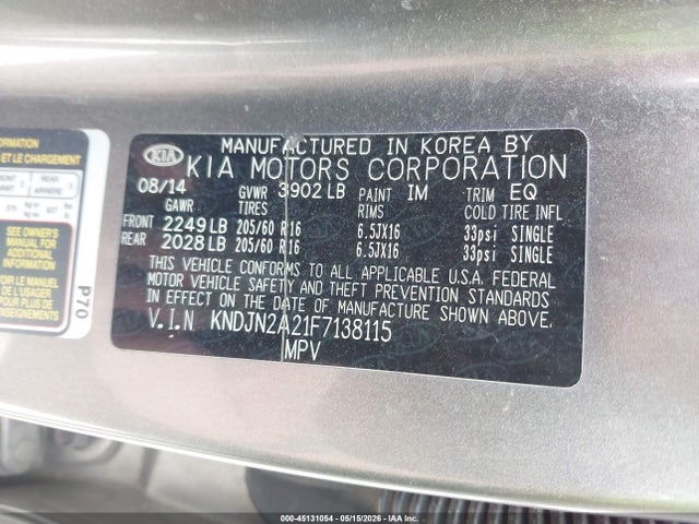 KIA Soul 2015 KNDJN2A21F7138115 Image 9