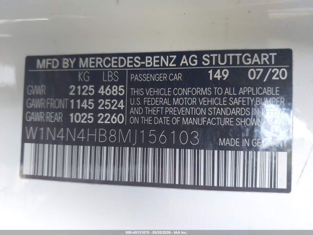W1N4N4HB8MJ156103 Mercedes-Benz Gla 250 4matic