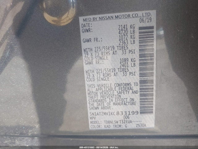 Nissan Rogue Sl 2019 5N1AT2MV1KC833199 Image 9