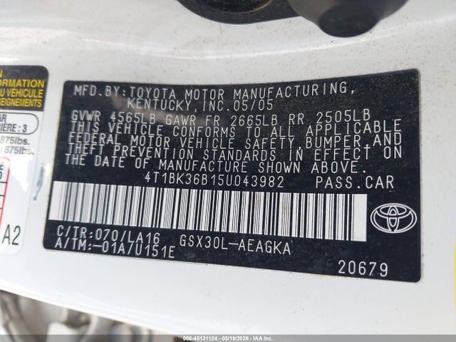 Продаж на аукціоні авто 2005 Toyota Avalon Xls, vin: 4T1BK36B15U043982, номер лоту: 45131124