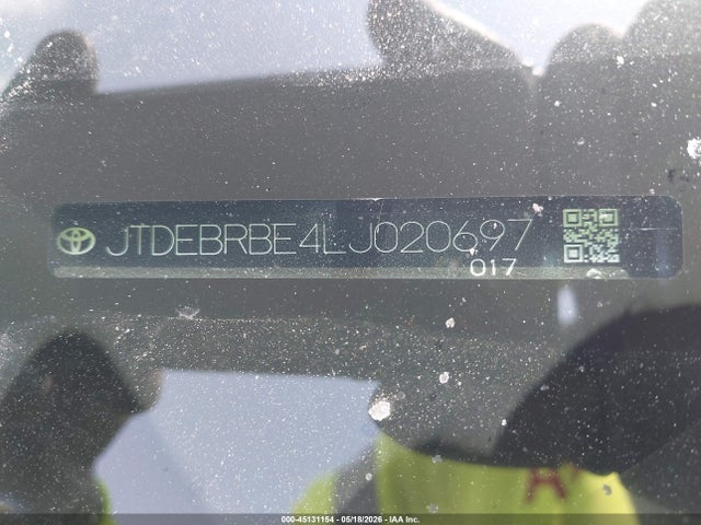 45131154 :رقم المزاد ، JTDEBRBE4LJ020697 vin ، 2020 Toyota Corolla Hybrid Le مزاد بيع