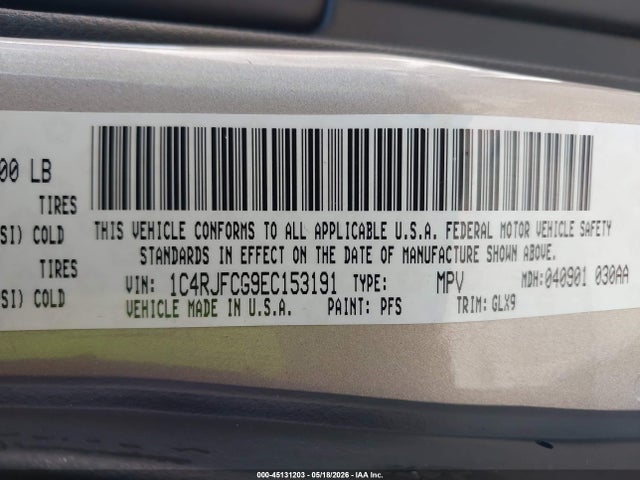 Продажа на аукционе авто 2014 Jeep Grand Cherokee Overland, vin: 1C4RJFCG9EC153191, номер лота: 45131203