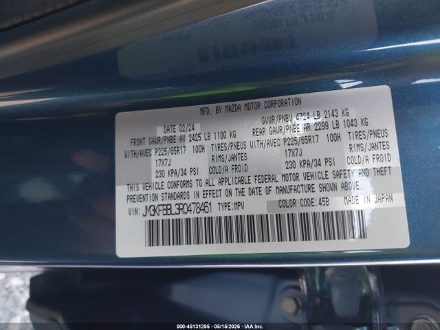Продаж на аукціоні авто 2024 Mazda Cx-5 2.5 S Select, vin: JM3KFBBL3R0478461, номер лоту: 45131295
