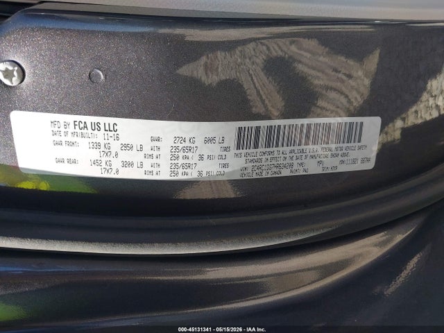 Aukcja sprzedaży 2017 Chrysler Pacifica Touring, vin: 2C4RC1DG7HR634208, numer aukcji: 45131341