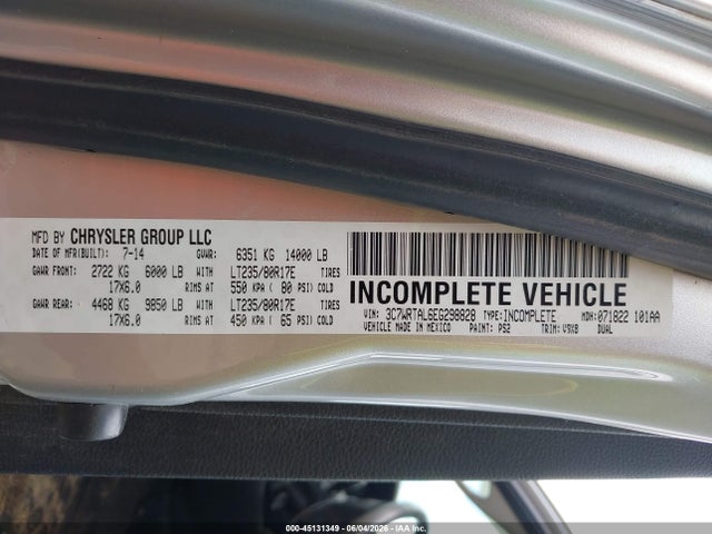 45131349 :رقم المزاد ، 3C7WRTAL6EG298828 vin ، 2014 Ram 3500 Chassis Tradesman/slt مزاد بيع