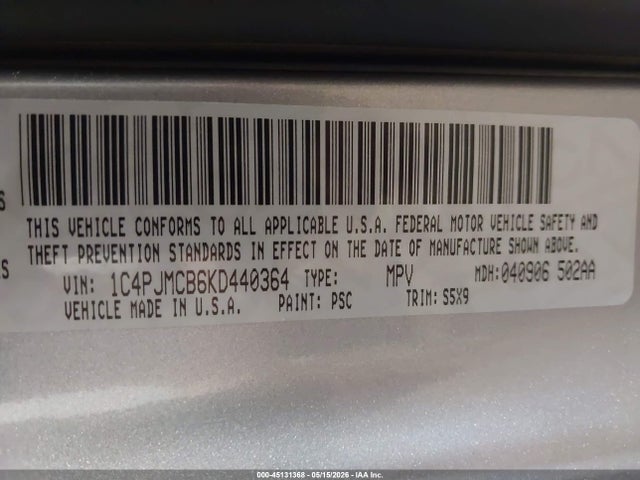 1C4PJMCB6KD440364 Jeep Cherokee Latitude 4x4