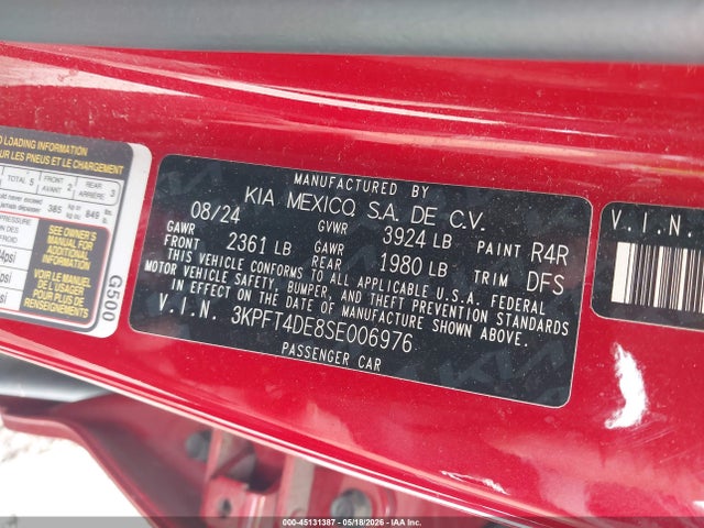 3KPFT4DE8SE006976 KIA K4 Lxs