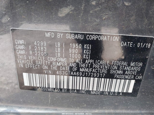Subaru Impreza 2.0i 2018 4S3GTAA69J1729317 Image 9