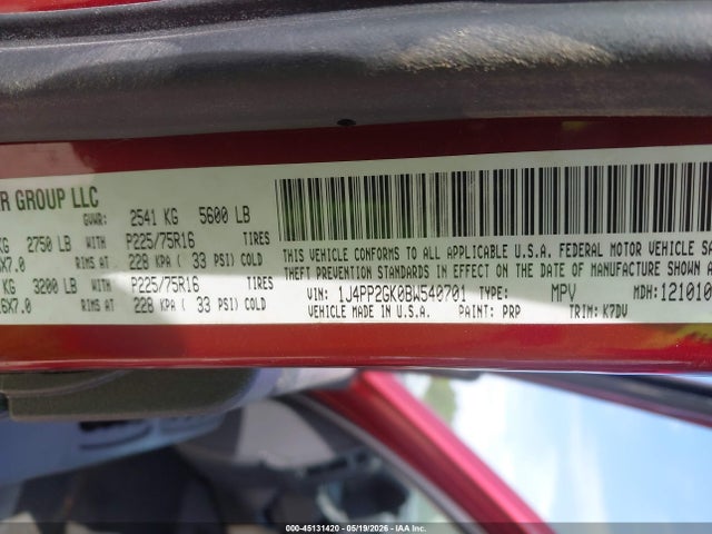 Продаж на аукціоні авто 2011 Jeep Liberty Sport, vin: 1J4PP2GK0BW540701, номер лоту: 45131420