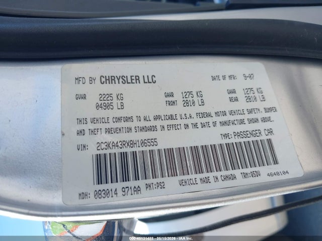 Aukcja sprzedaży 2008 Chrysler 300 Lx, vin: 2C3KA43RX8H106555, numer aukcji: 45131488