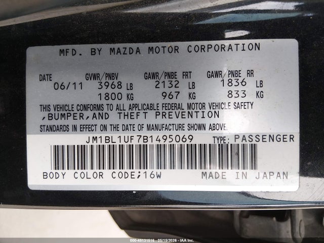 Продаж на аукціоні авто 2011 Mazda Mazda3 I Sport, vin: JM1BL1UF7B1495069, номер лоту: 45131516