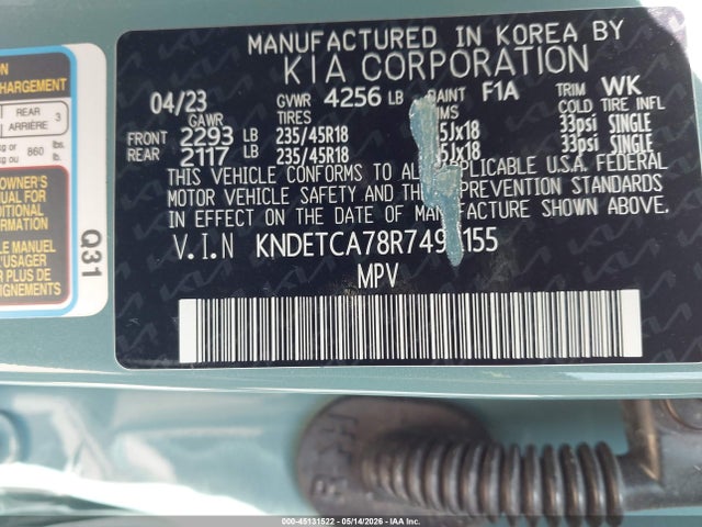 Aukcja sprzedaży 2024 Kia Seltos Sx Turbo, vin: KNDETCA78R7498155, numer aukcji: 45131522