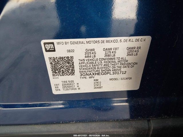 Продажа на аукционе авто 2023 Chevrolet Equinox Fwd Ls, vin: 3GNAXHEG0PL101712, номер лота: 45131521