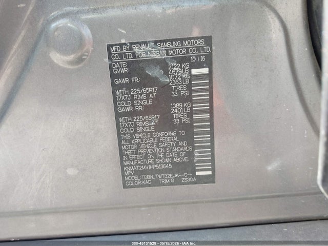 Продажа на аукционе авто 2017 Nissan Rogue Sv, vin: KNMAT2MV1HP513645, номер лота: 45131528