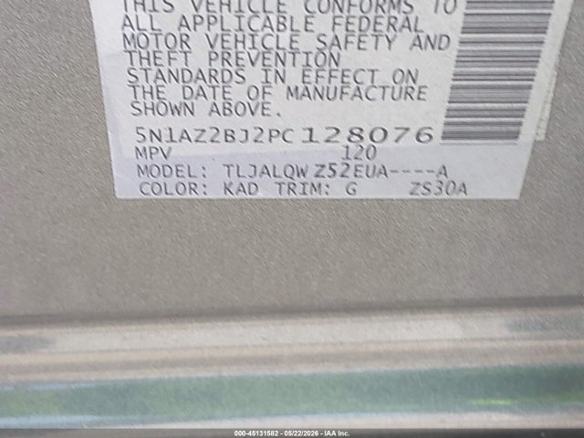 Продажа на аукционе авто 2023 Nissan Murano Sv Fwd, vin: 5N1AZ2BJ2PC128076, номер лота: 45131582
