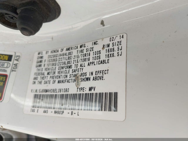 Продажа на аукционе авто 2014 Honda Cr-v Lx, vin: 5J6RM4H36EL061080, номер лота: 45131590