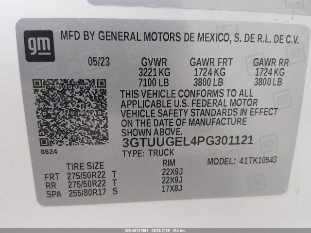Продаж на аукціоні авто 2023 Gmc Sierra 1500 4wd  Short Box Denali, vin: 3GTUUGEL4PG301121, номер лоту: 45131591