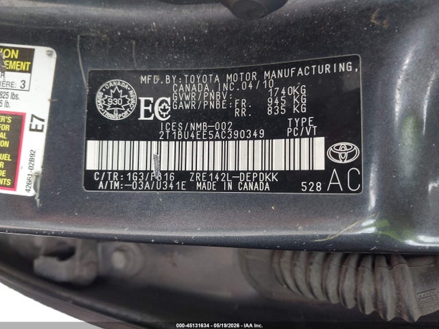 Продаж на аукціоні авто 2010 Toyota Corolla Ce, vin: 2T1BU4EE5AC390349, номер лоту: 45131634