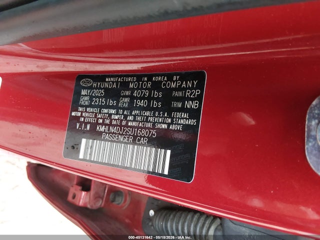 Aukcja sprzedaży 2025 Hyundai Elantra Hybrid Limited, vin: KMHLN4DJ2SU168075, numer aukcji: 45131642