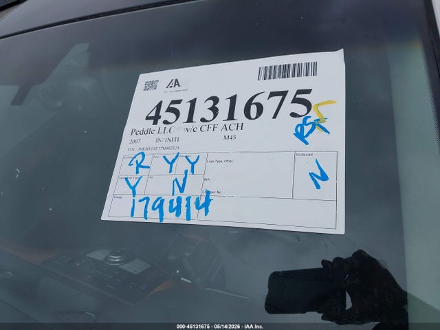 Продажа на аукционе авто 2007 Infiniti M45, vin: JNKBY01E37M402124, номер лота: 45131675