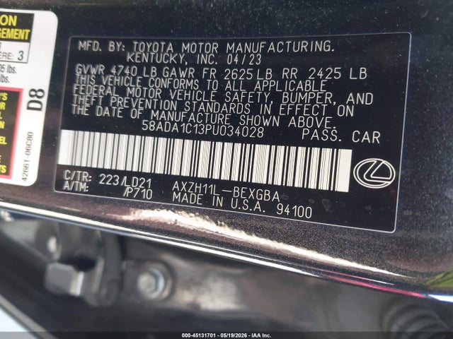 Lexus ES 300H 2023 58ADA1C13PU034028 Image 9