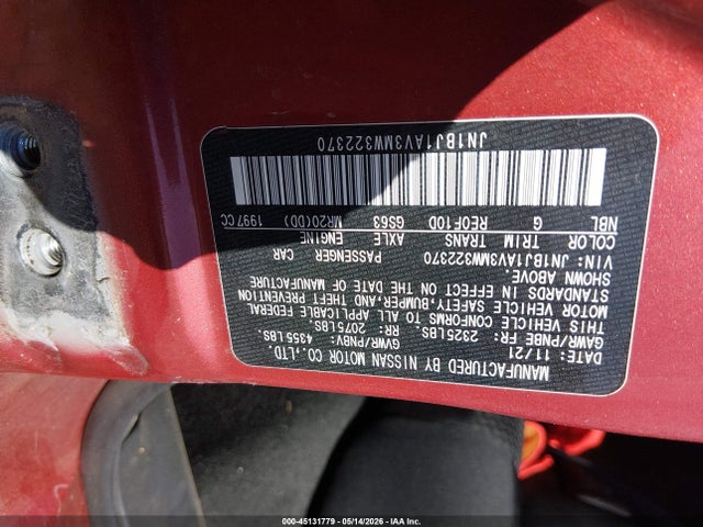 45131779 :رقم المزاد ، JN1BJ1AV3MW322370 vin ، 2021 Nissan Rogue Sport S Fwd Xtronic Cvt مزاد بيع