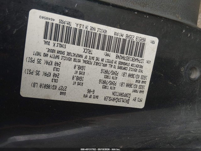 2006 Dodge Dakota Slt მანქანა იყიდება აუქციონზე, vin: 1D7HW42K16S704248, აუქციონის ნომერი: 45131782