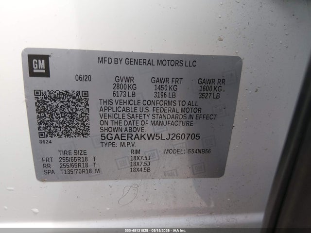 Продажа на аукционе авто 2020 Buick Enclave Fwd Preferred, vin: 5GAERAKW5LJ260705, номер лота: 45131829