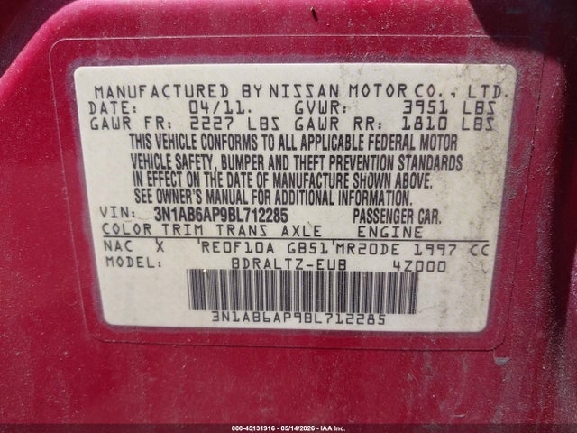Продаж на аукціоні авто 2011 Nissan Sentra 2.0s, vin: 3N1AB6AP9BL712285, номер лоту: 45131916