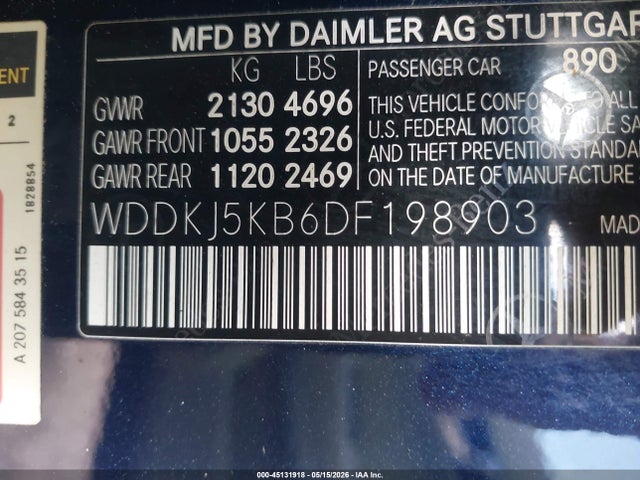 2013 Mercedes-benz E 350 მანქანა იყიდება აუქციონზე, vin: WDDKJ5KB6DF198903, აუქციონის ნომერი: 45131918