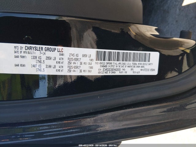 2014 Dodge Grand Caravan R/t მანქანა იყიდება აუქციონზე, vin: 2C4RDGEG9ER462693, აუქციონის ნომერი: 45131929
