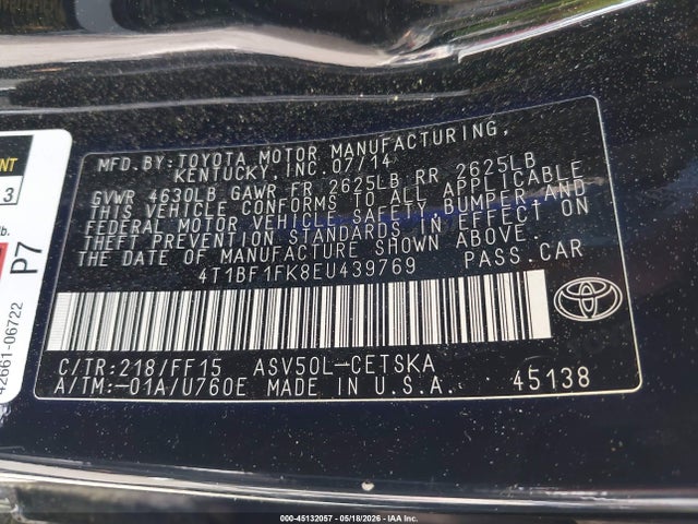 Продаж на аукціоні авто 2014 Toyota Camry Se, vin: 4T1BF1FK8EU439769, номер лоту: 45132057