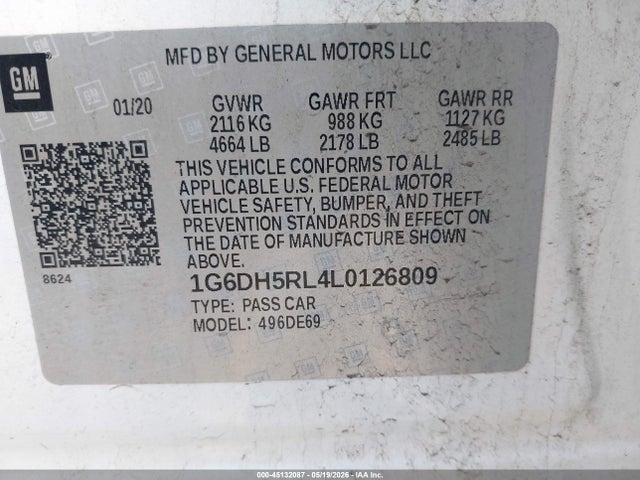 Продаж на аукціоні авто 2020 Cadillac Ct4 V-series, vin: 1G6DH5RL4L0126809, номер лоту: 45132087