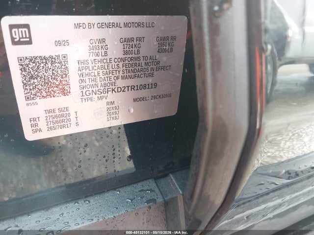 Продажа на аукционе авто 2026 Chevrolet Suburban Premier, 4wd, vin: 1GNS6FKD2TR108119, номер лота: 45132101