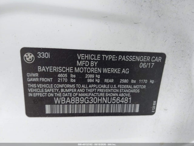 BMW 330I 2017 WBA8B9G30HNU56481 Image 9