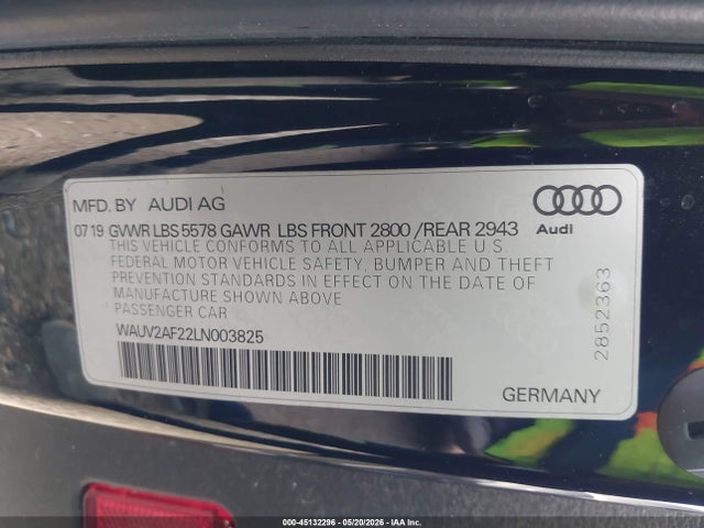 WAUV2AF22LN003825 Audi A7 Sportback Prestige 55 Tfsi Quattro S Tronic