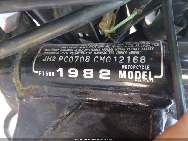 Продажа на аукционе авто 1982 Honda Ft500, vin: JH2PC0708CM012168, номер лота: 45132329
