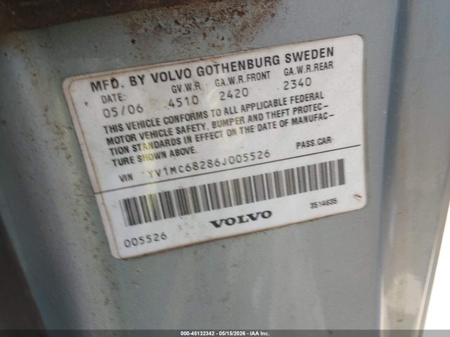 2006 Volvo C70 T5 მანქანა იყიდება აუქციონზე, vin: YV1MC68286J005526, აუქციონის ნომერი: 45132342